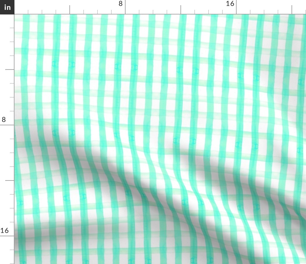 gingham watercolor turquois