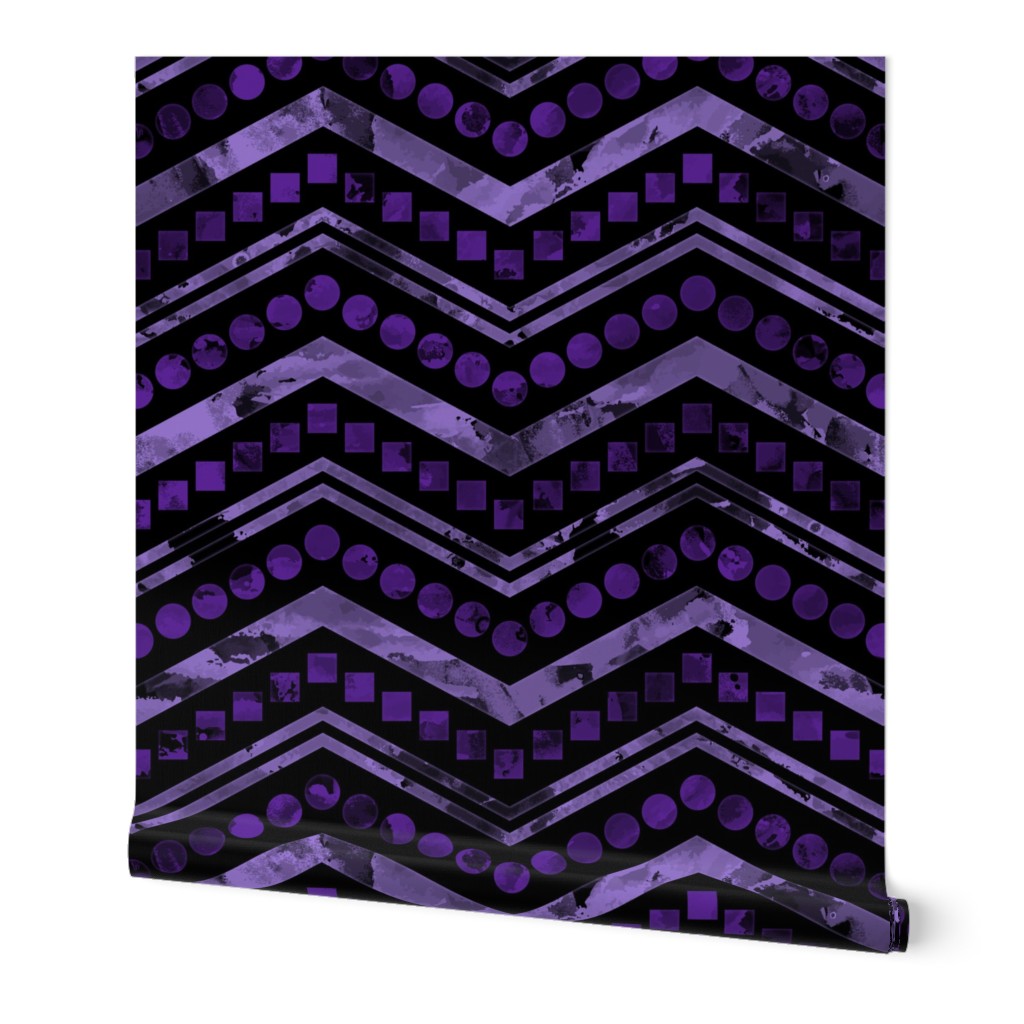 Watercolor Chevron Mix Black Purple