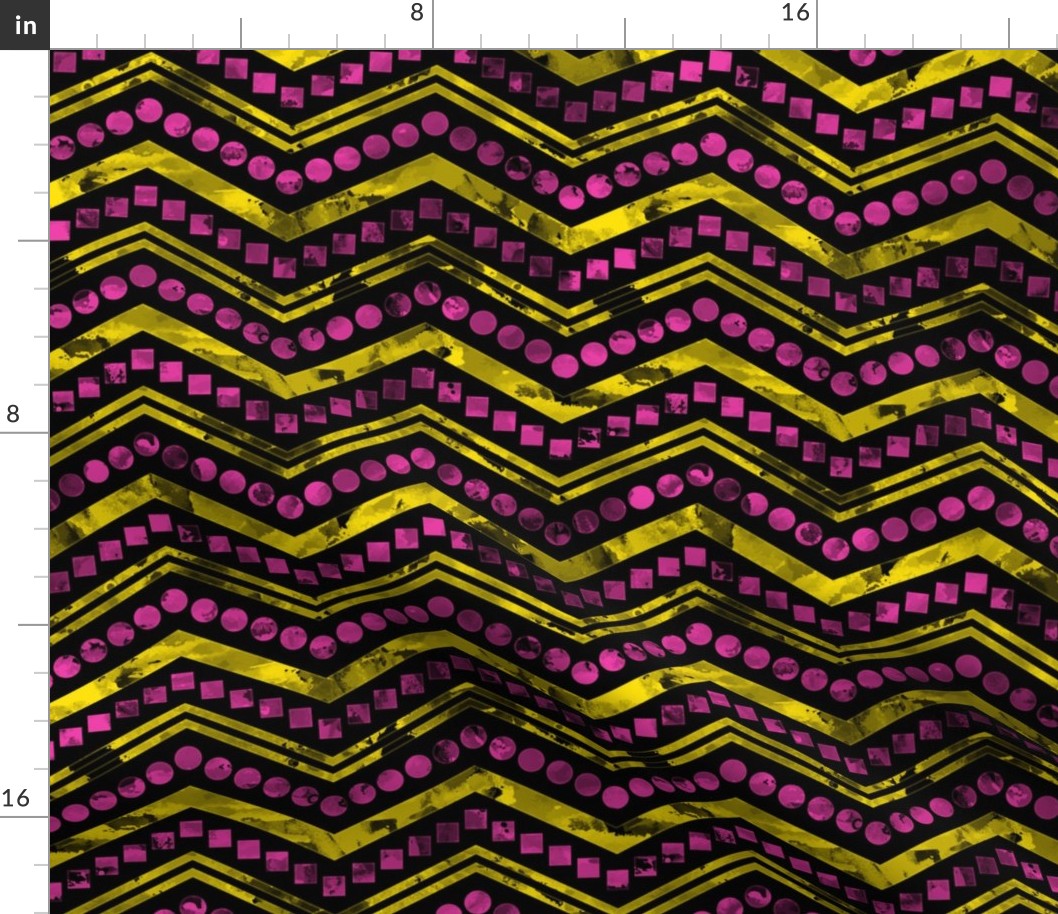 Watercolor Chevron Mix Black Yellow Pink