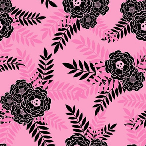 Marigold Skulls Pink Black