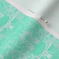 HHH4F - Small - Hand Drawn Healing Arts Lace in Aqua and  White