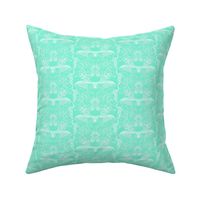 HHH4F - Small - Hand Drawn Healing Arts Lace in Aqua and  White