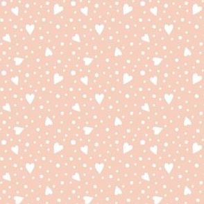 Ditsy Hearts and Spots White on Peach