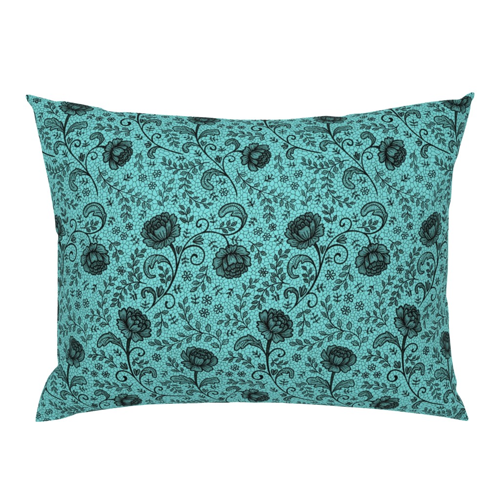 Lace full pattern - Black on Turquoise