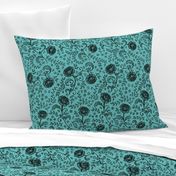 Lace full pattern - Black on Turquoise