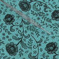 Lace full pattern - Black on Turquoise