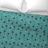 Lace full pattern - Black on Turquoise