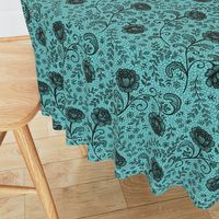 Lace full pattern - Black on Turquoise