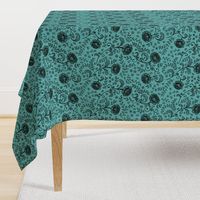 Lace full pattern - Black on Turquoise