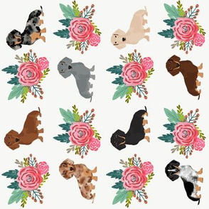 doxie dog cute dachshunds florals floral wreath cute dogs dog fabric cute dogs