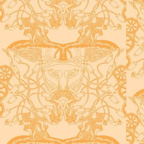 HHH5F - Large - Hand Drawn Healing Arts Lace in Orange on Peach Pastel