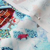 Christmas village  snow Day fabric 