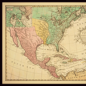 North America map, vintage, large