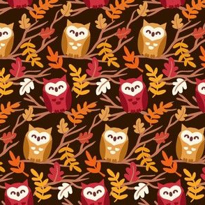 Woodland Owls Fox Fall Autumn