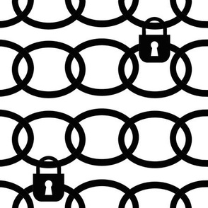 Black Chains Links Pad Lock Repeat Geometric Design