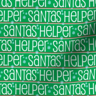 Santas Helper Stripes Green, White and Red