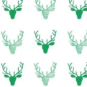 Christmas Reindeer Hipster Deer Heads Green and White