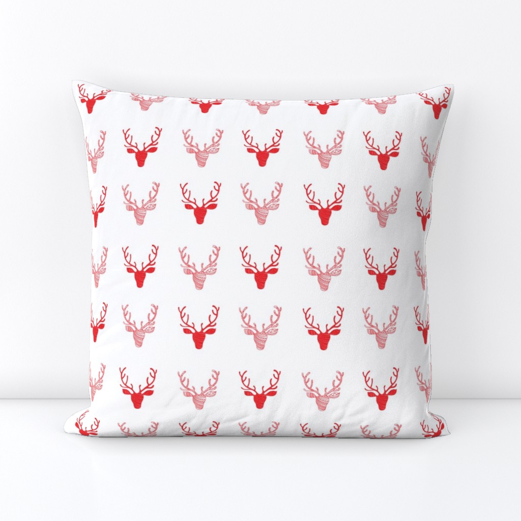 Christmas Reindeer Hipster Deer Heads Red and White