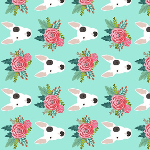 Bull Terrier floral flowers bull terriers fabric cute nursery baby girls fabric