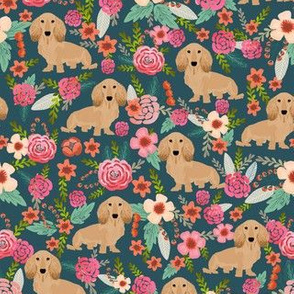 floral doxie dachshunds fabric cute doxie design cute florals dogs fabric