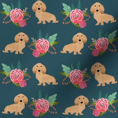 doxie dog cute dachshunds florals floral wreath cute dogs dog fabric cute dogs