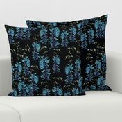 Tropical Blue Jade Vine on black by Salzanos