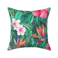 Classic Tropical Floral with Pink Flowers large