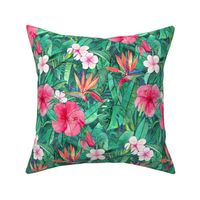 Classic Tropical Floral with Pink Flowers small