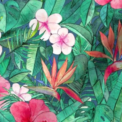 Classic Tropical Floral with Pink Flowers small