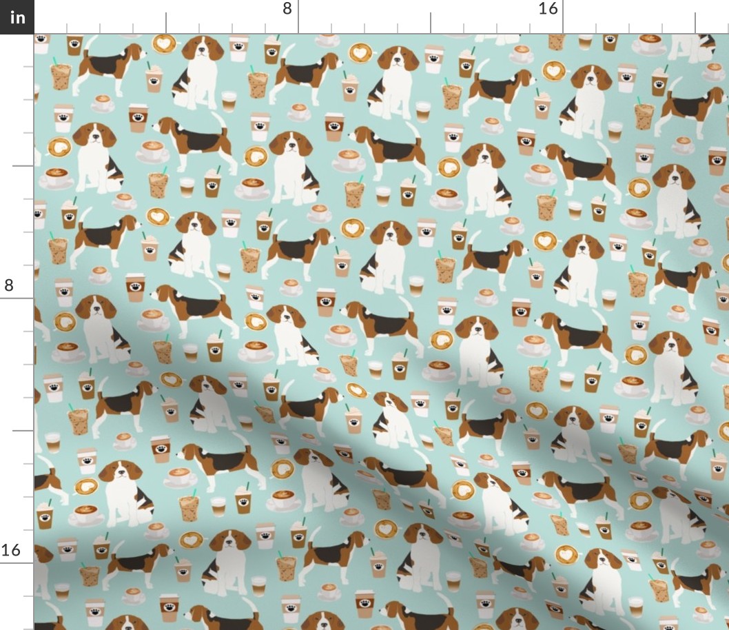 beagle coffee fabric mint cute coffees latte mint iced coffees fabric