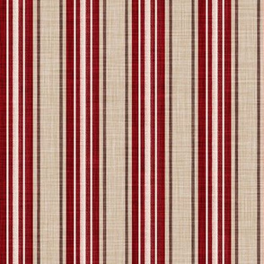 Ticking Stripes in Red Beige Tan