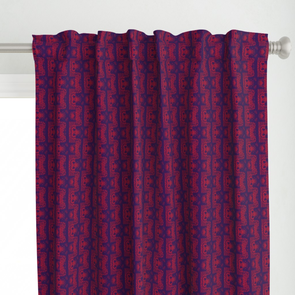 Whimsical Wayward Stripes in Red on Navy Blue