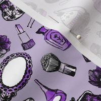 vintage beauty // purple watercolor valentines fabric cute girls makeup lipstick girls fabric