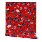 vintage beauty // red and pink valentines beauty girls makeup fabrics cute love fabric