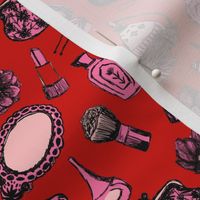 vintage beauty // red and pink valentines beauty girls makeup fabrics cute love fabric