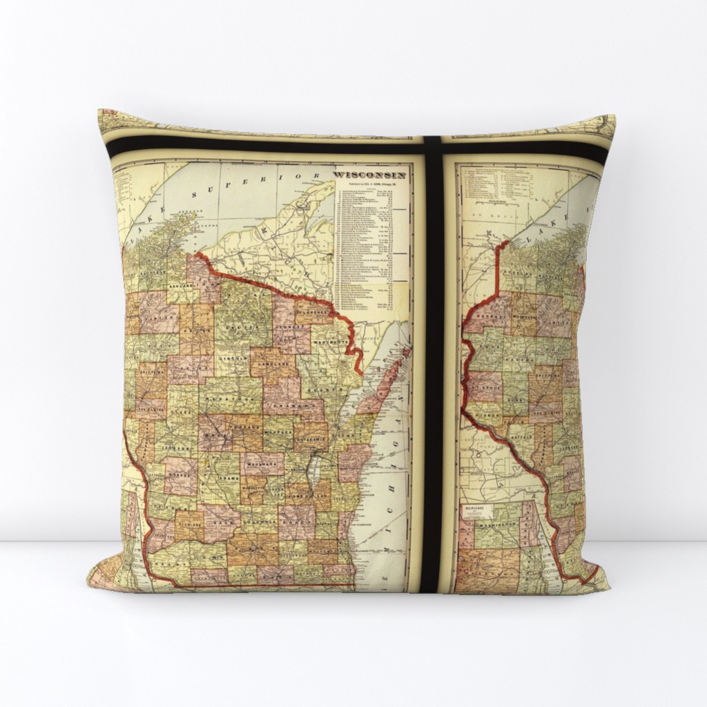 Wisconsin map, vintage, small