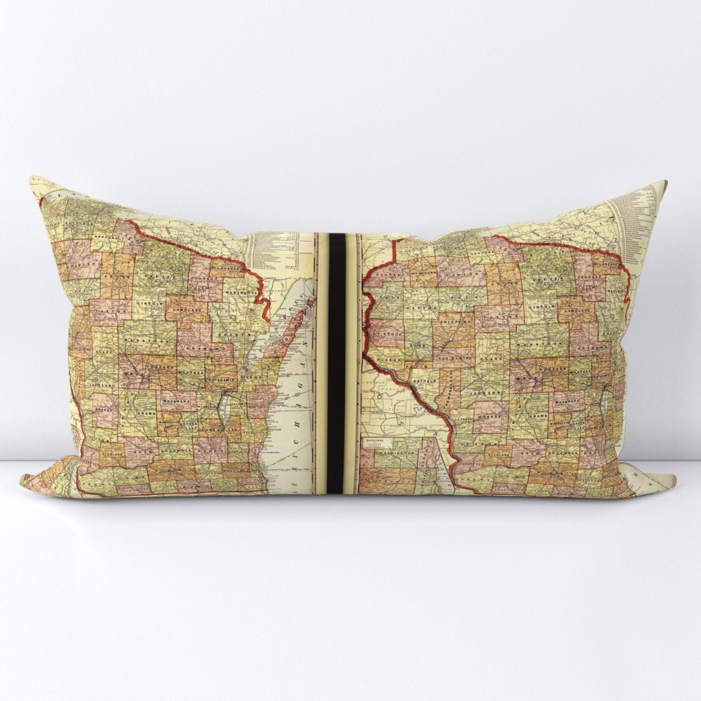 Wisconsin map, vintage, small