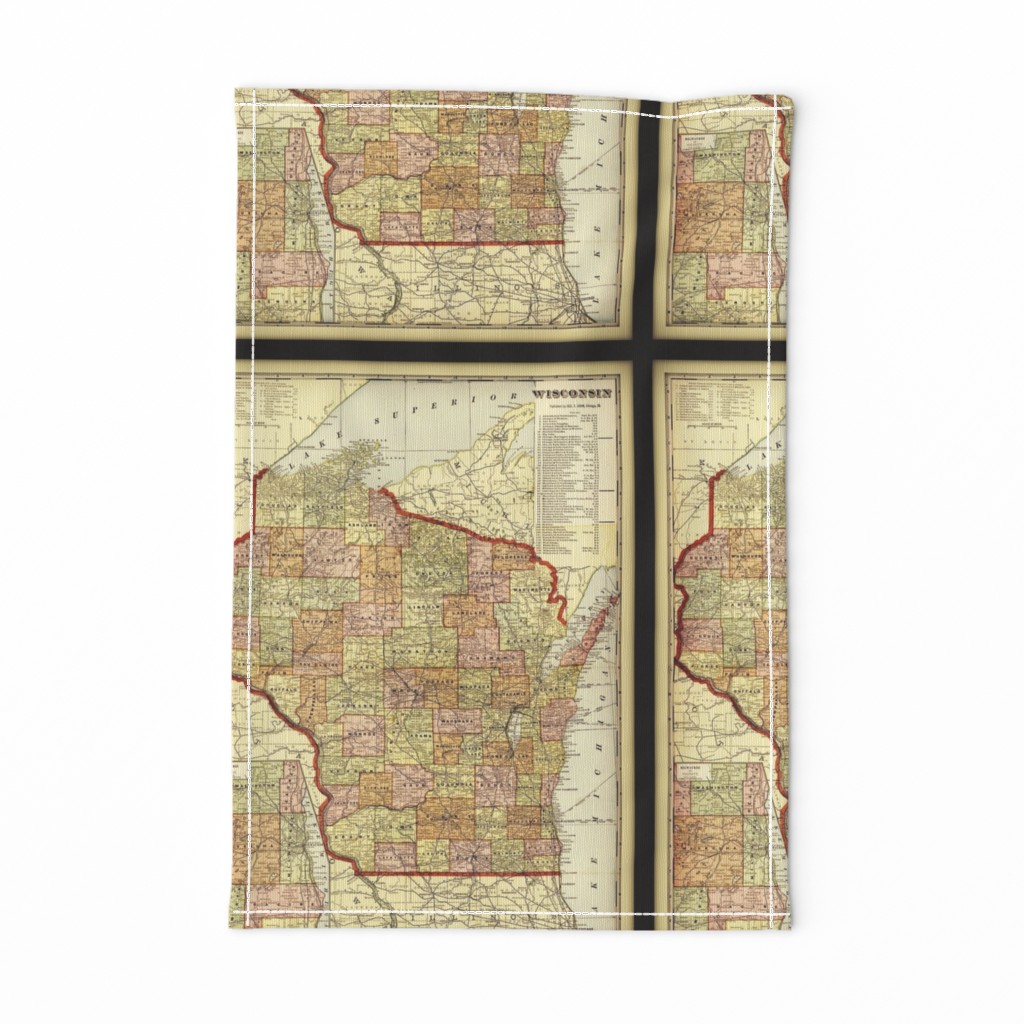 Wisconsin map, vintage, small