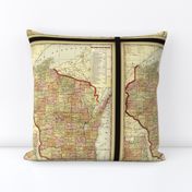 Wisconsin map, vintage, small