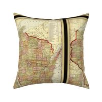 Wisconsin map, vintage, small