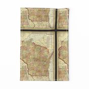 Wisconsin map, vintage, small