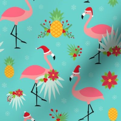 Tropical Christmas - Flamingo Santas