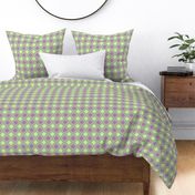FNB2 - Mini Diamonds on Point Cheater Quilt  in Pastel Lime Green and Purple
