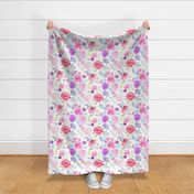 Watercolour Florals Vibrant on White XLARGE