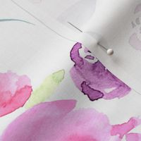 Watercolour Florals Vibrant on White XLARGE