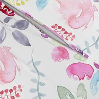 Watercolour Florals Vibrant on White XLARGE