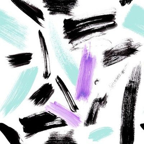 Black, Mint and Purple brush strokes