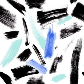 Black, mint and blue brush strokes