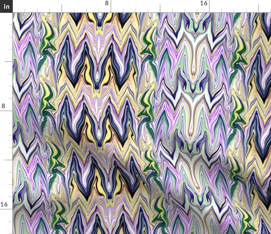 Tearful Ogre Bargello, Lavender, Yellow, Green, Large