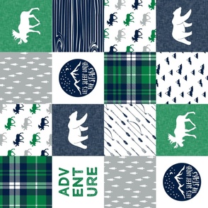 the happy camper wholecloth (90) || green,navy, grey